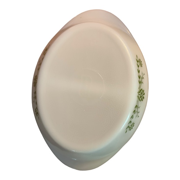 Vintage Glasbake Green Crazy Daisy/Spring Blossom Divided Casserole Dish #J2352 - Picture 8 of 9